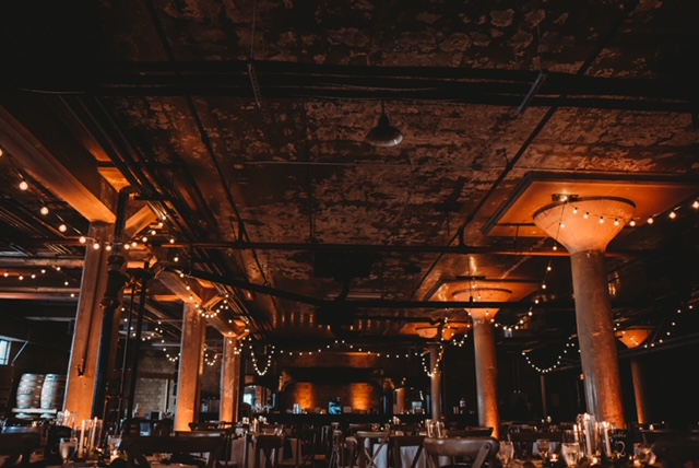 Uplighting transforming a wedding venue space