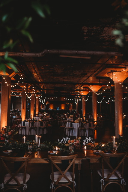 Wedding reception uplighting by Chime Entertainment
